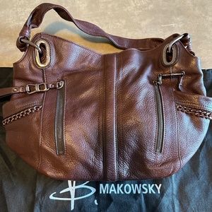 B Makowsky Handbag Brown Leather